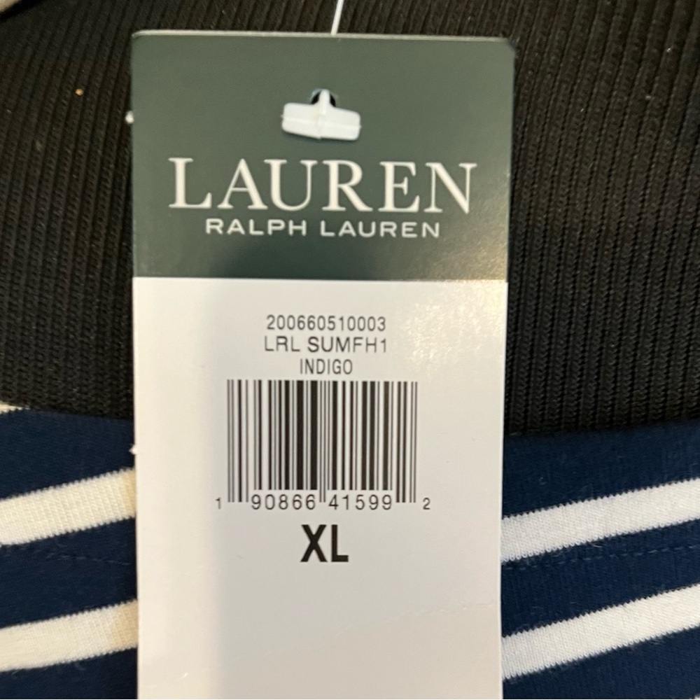 Lauren Ralph Lauren Navy and White Striped Tee - Picture 4 of 14